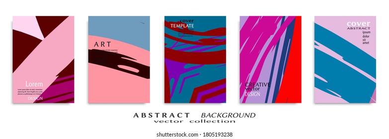 Abstract backgrouns set, grunge texture. Minimalistic art, brush strokes style. Design for card, brochure, banner idea, book cover, booklet print, flyer sheet a4. Collage page, web header template.