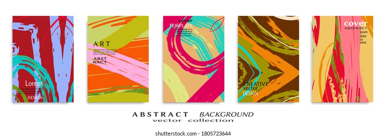 Abstract backgrouns set, grunge texture. Minimalistic art, brush strokes style. Design for card, brochure, banner idea, book cover, booklet print, flyer sheet a4. Collage page, web header template.