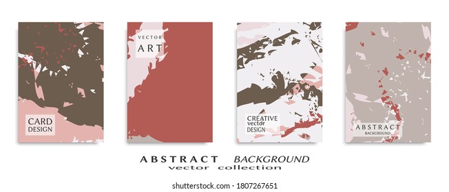 Conjunto de fondo abstracto, textura gruesa. Arte minimalista, estilo de pinceladas. Diseño para tarjeta, folleto, idea de banner, portada de libro, folleto, hoja de volante a4. Página de conjunto, plantilla de encabezado web.