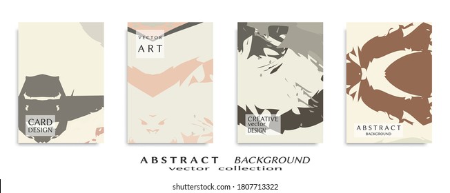 Abstract backgrouns set, grunge texture. Minimalistic art, brush strokes style. Design for card, brochure, banner idea, book cover, booklet print, flyer sheet a4. Collage page, web header template.