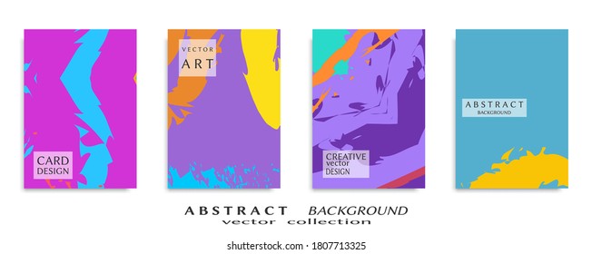 Abstract backgrouns set, grunge texture. Minimalistic art, brush strokes style. Design for card, brochure, banner idea, book cover, booklet print, flyer sheet a4. Collage page, web header template.