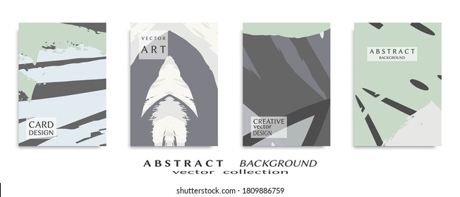 Abstract backgrouns set, grunge texture. Minimalistic art, brush strokes style. Design for card, brochure, banner idea, book cover, booklet print, flyer sheet a4. Collage page, web header template.