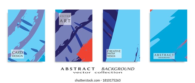 Abstract backgrouns set, grunge texture. Minimalistic art, brush strokes style. Design for card, brochure, banner idea, book cover, booklet print, flyer sheet a4. Collage page, web header template.