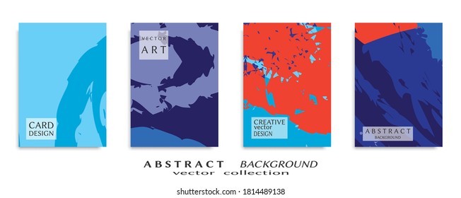 Abstract backgrouns set, grunge texture. Minimalistic art, brush strokes style. Design for card, brochure, banner idea, book cover, booklet print, flyer sheet a4. Collage page, web header template.