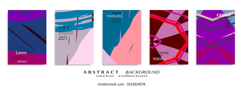 Abstract backgrouns set, grunge texture. Minimalistic art, brush strokes style. Design for card, brochure, banner idea, book cover, booklet print, flyer sheet a4. Collage page, web header template.