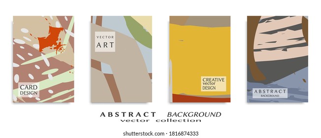 Abstract backgrouns set, grunge texture. Minimalistic art, brush strokes style. Design for card, brochure, banner idea, book cover, booklet print, flyer sheet a4. Collage page, web header template.