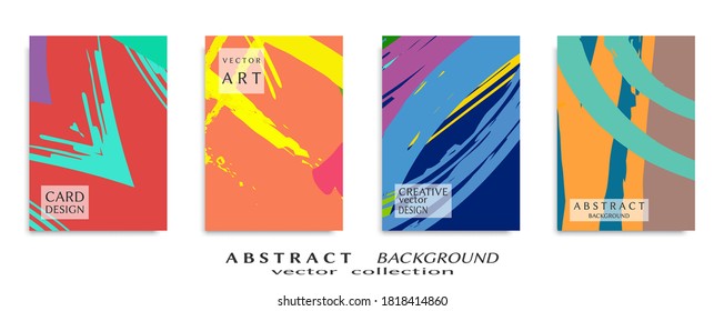 Abstract backgrouns set, grunge texture. Minimalistic art, brush strokes style. Design for card, brochure, banner idea, book cover, booklet print, flyer sheet a4. Collage page, web header template.