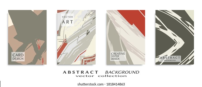 Conjunto de fondo abstracto, textura gruesa. Arte minimalista, estilo de pinceladas. Diseño para tarjeta, folleto, idea de banner, portada de libro, folleto, hoja de volante a4. Página de conjunto, plantilla de encabezado web.