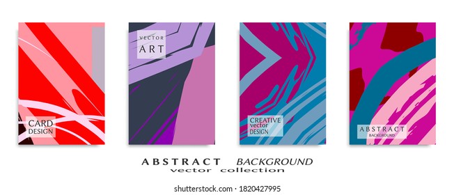 Abstract backgrouns set, grunge texture. Minimalistic art, brush strokes style. Design for card, brochure, banner idea, book cover, booklet print, flyer sheet a4. Collage page, web header template.