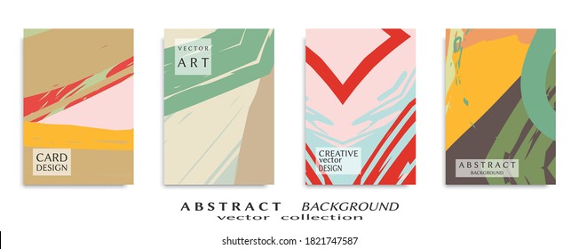 Abstract backgrouns set, grunge texture. Minimalistic art, brush strokes style. Design for card, brochure, banner idea, book cover, booklet print, flyer sheet a4. Collage page, web header template.