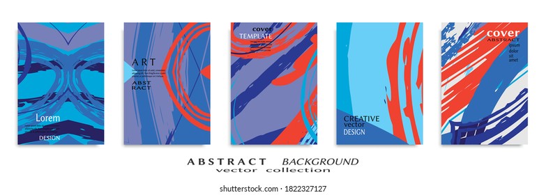 Abstract backgrouns set, grunge texture. Minimalistic art, brush strokes style. Design for card, brochure, banner idea, book cover, booklet print, flyer sheet a4. Collage page, web header template.