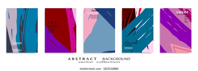 Conjunto de fondo abstracto, textura gruesa. Arte minimalista, estilo de pinceladas. Diseño para tarjeta, folleto, idea de banner, portada de libro, folleto, hoja de volante a4. Página de conjunto, plantilla de encabezado web.