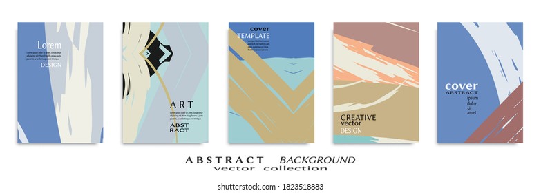Conjunto de fondo abstracto, textura gruesa. Arte minimalista, estilo de pinceladas. Diseño para tarjeta, folleto, idea de banner, portada de libro, folleto, hoja de volante a4. Página de conjunto, plantilla de encabezado web.