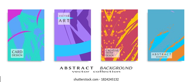 Abstract backgrouns set, grunge texture. Minimalistic art, brush strokes style. Design for card, brochure, banner idea, book cover, booklet print, flyer sheet a4. Collage page, web header template.
