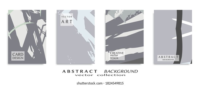 Abstract backgrouns set, grunge texture. Minimalistic art, brush strokes style. Design for card, brochure, banner idea, book cover, booklet print, flyer sheet a4. Collage page, web header template.