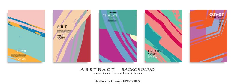 Abstract backgrouns set, grunge texture. Minimalistic art, brush strokes style. Design for card, brochure, banner idea, book cover, booklet print, flyer sheet a4. Collage page, web header template.