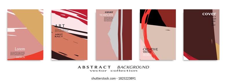 Abstract backgrouns set, grunge texture. Minimalistic art, brush strokes style. Design for card, brochure, banner idea, book cover, booklet print, flyer sheet a4. Collage page, web header template.