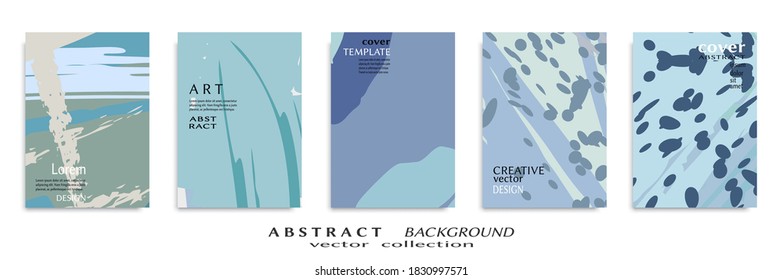 Abstract backgrouns set, grunge texture. Minimalistic art, brush strokes style. Design for card, brochure, banner idea, book cover, booklet print, flyer sheet a4. Collage page, web header template.