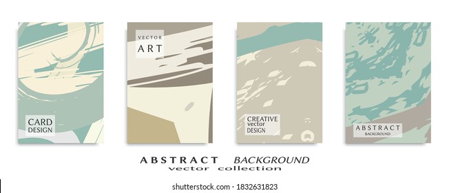 Abstract backgrouns set, grunge texture. Minimalistic art, brush strokes style. Design for card, brochure, banner idea, book cover, booklet print, flyer sheet a4. Collage page, web header template.