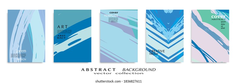 Abstract backgrouns set, grunge texture. Minimalistic art, brush strokes style. Design for card, brochure, banner idea, book cover, booklet print, flyer sheet a4. Collage page, web header template.