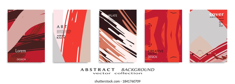 Conjunto de fondo abstracto, textura gruesa. Arte minimalista, estilo de pinceladas. Diseño para tarjeta, folleto, idea de banner, portada de libro, folleto, hoja de volante a4. Página de conjunto, plantilla de encabezado web.