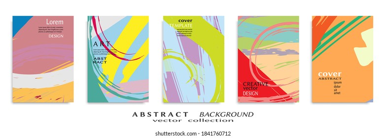 Abstract backgrouns set, grunge texture. Minimalistic art, brush strokes style. Design for card, brochure, banner idea, book cover, booklet print, flyer sheet a4. Collage page, web header template.