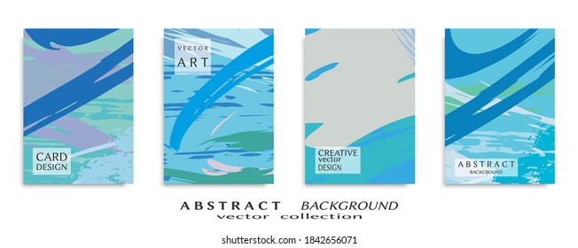 Abstract backgrouns set, grunge texture. Minimalistic art, brush strokes style. Design for card, brochure, banner idea, book cover, booklet print, flyer sheet a4. Collage page, web header template.