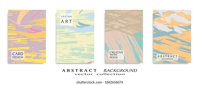 Abstract backgrouns set, grunge texture. Minimalistic art, brush strokes style. Design for card, brochure, banner idea, book cover, booklet print, flyer sheet a4. Collage page, web header template.