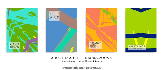 Abstract backgrouns set, grunge texture. Minimalistic art, brush strokes style. Design for card, brochure, banner idea, book cover, booklet print, flyer sheet a4. Collage page, web header template.