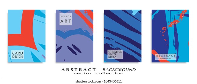 Abstract backgrouns set, grunge texture. Minimalistic art, brush strokes style. Design for card, brochure, banner idea, book cover, booklet print, flyer sheet a4. Collage page, web header template.