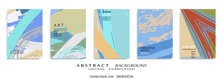 Abstract backgrouns set, grunge texture. Minimalistic art, brush strokes style. Design for card, brochure, banner idea, book cover, booklet print, flyer sheet a4. Collage page, web header template.