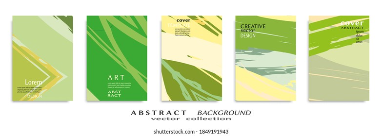 Abstract backgrouns set, grunge texture. Minimalistic art, brush strokes style. Design for card, brochure, banner idea, book cover, booklet print, flyer sheet a4. Collage page, web header template.