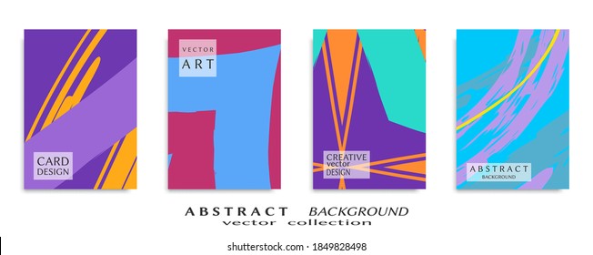 Abstract backgrouns set, grunge texture. Minimalistic art, brush strokes style. Design for card, brochure, banner idea, book cover, booklet print, flyer sheet a4. Collage page, web header template.