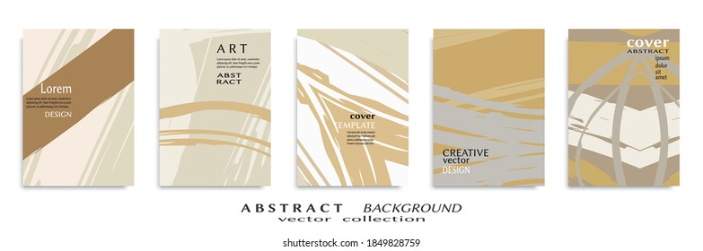 Abstract backgrouns set, grunge texture. Minimalistic art, brush strokes style. Design for card, brochure, banner idea, book cover, booklet print, flyer sheet a4. Collage page, web header template.