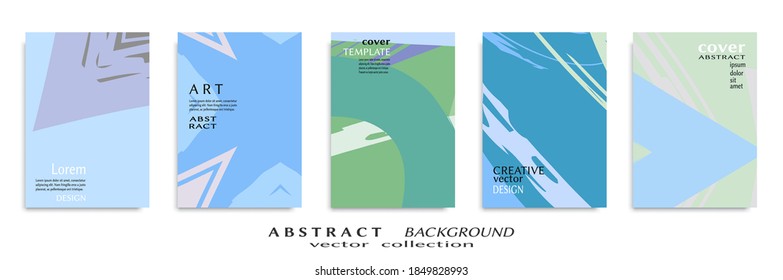 Abstract backgrouns set, grunge texture. Minimalistic art, brush strokes style. Design for card, brochure, banner idea, book cover, booklet print, flyer sheet a4. Collage page, web header template.