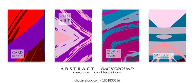 Abstract backgrouns set, grunge texture. Minimalistic art, brush strokes style. Design for card, brochure, banner idea, book cover, booklet print, flyer sheet a4. Collage page, web header template.