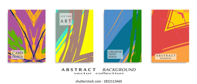 Abstract backgrouns set, grunge texture. Minimalistic art, brush strokes style. Design for card, brochure, banner idea, book cover, booklet print, flyer sheet a4. Collage page, web header template.
