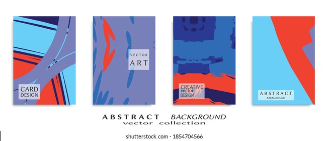 Abstract backgrouns set, grunge texture. Minimalistic art, brush strokes style. Design for card, brochure, banner idea, book cover, booklet print, flyer sheet a4. Collage page, web header template.