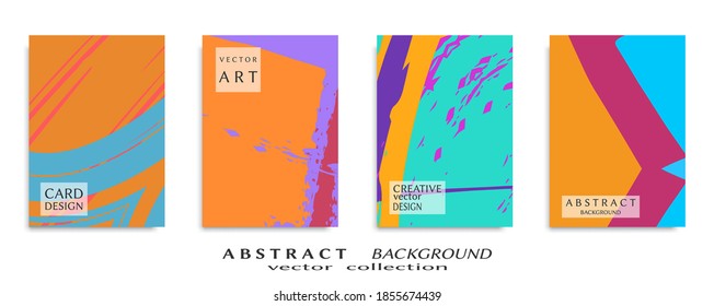 Abstract backgrouns set, grunge texture. Minimalistic art, brush strokes style. Design for card, brochure, banner idea, book cover, booklet print, flyer sheet a4. Collage page, web header template.