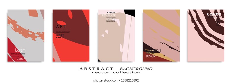 Abstract backgrouns set, grunge texture. Minimalistic art, brush strokes style. Design for card, brochure, banner idea, book cover, booklet print, flyer sheet a4. Collage page, web header template.