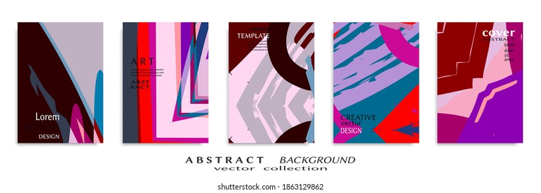Abstract backgrouns set, grunge texture. Minimalistic art, brush strokes style. Design for card, brochure, banner idea, book cover, booklet print, flyer sheet a4. Collage page, web header template.