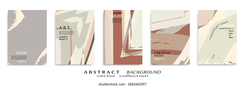Abstract backgrouns set, grunge texture. Minimalistic art, brush strokes style. Design for card, brochure, banner idea, book cover, booklet print, flyer sheet a4. Collage page, web header template.