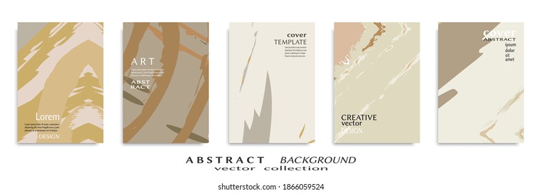 Abstract backgrouns set, grunge texture. Minimalistic art, brush strokes style. Design for card, brochure, banner idea, book cover, booklet print, flyer sheet a4. Collage page, web header template.