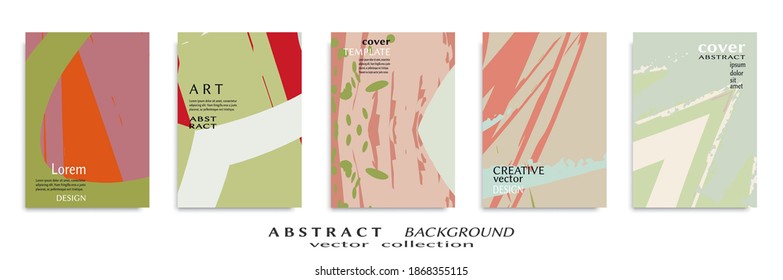 Abstract backgrouns set, grunge texture. Minimalistic art, brush strokes style. Design for card, brochure, banner idea, book cover, booklet print, flyer sheet a4. Collage page, web header template.