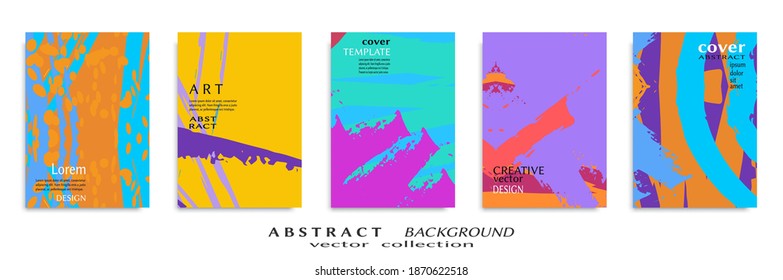 Conjunto de fondo abstracto, textura gruesa. Arte minimalista, estilo de pinceladas. Diseño para tarjeta, folleto, idea de banner, portada de libro, folleto, hoja de volante a4. Página de conjunto, plantilla de encabezado web.