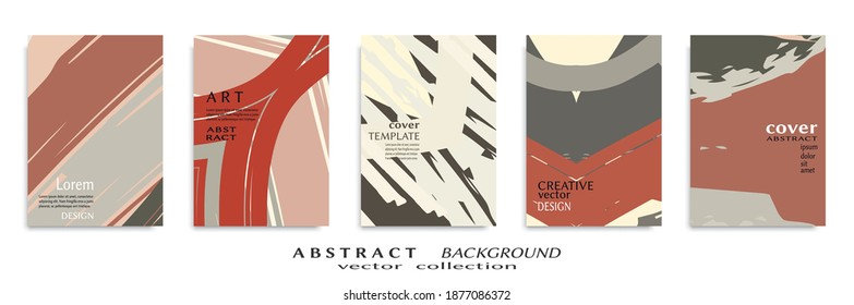 Abstract backgrouns set, grunge texture. Minimalistic art, brush strokes style. Design for card, brochure, banner idea, book cover, booklet print, flyer sheet a4. Collage page, web header template.