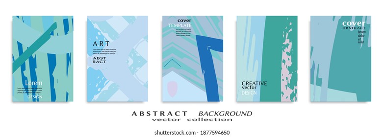 Abstract backgrouns set, grunge texture. Minimalistic art, brush strokes style. Design for card, brochure, banner idea, book cover, booklet print, flyer sheet a4. Collage page, web header template.