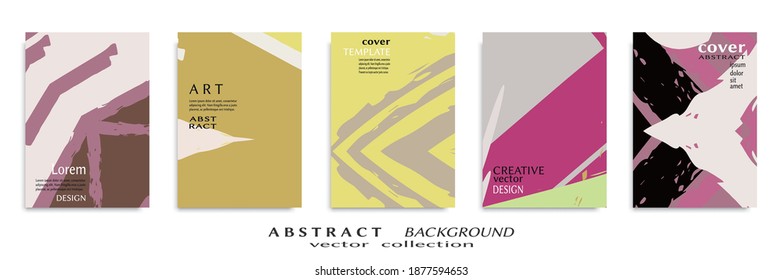 Abstract backgrouns set, grunge texture. Minimalistic art, brush strokes style. Design for card, brochure, banner idea, book cover, booklet print, flyer sheet a4. Collage page, web header template.
