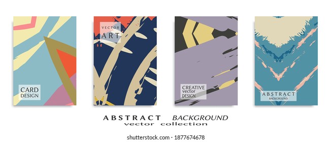 Abstract backgrouns set, grunge texture. Minimalistic art, brush strokes style. Design for card, brochure, banner idea, book cover, booklet print, flyer sheet a4. Collage page, web header template.