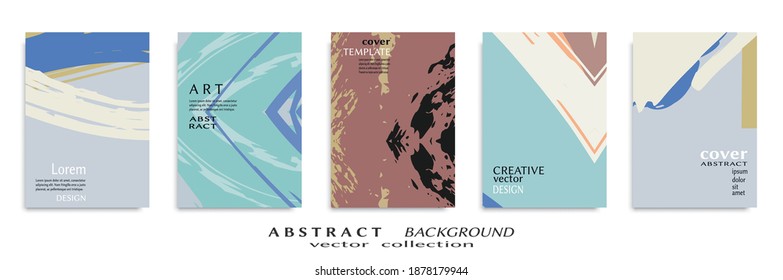 Conjunto de fondo abstracto, textura gruesa. Arte minimalista, estilo de pinceladas. Diseño para tarjeta, folleto, idea de banner, portada de libro, folleto, hoja de volante a4. Página de conjunto, plantilla de encabezado web.